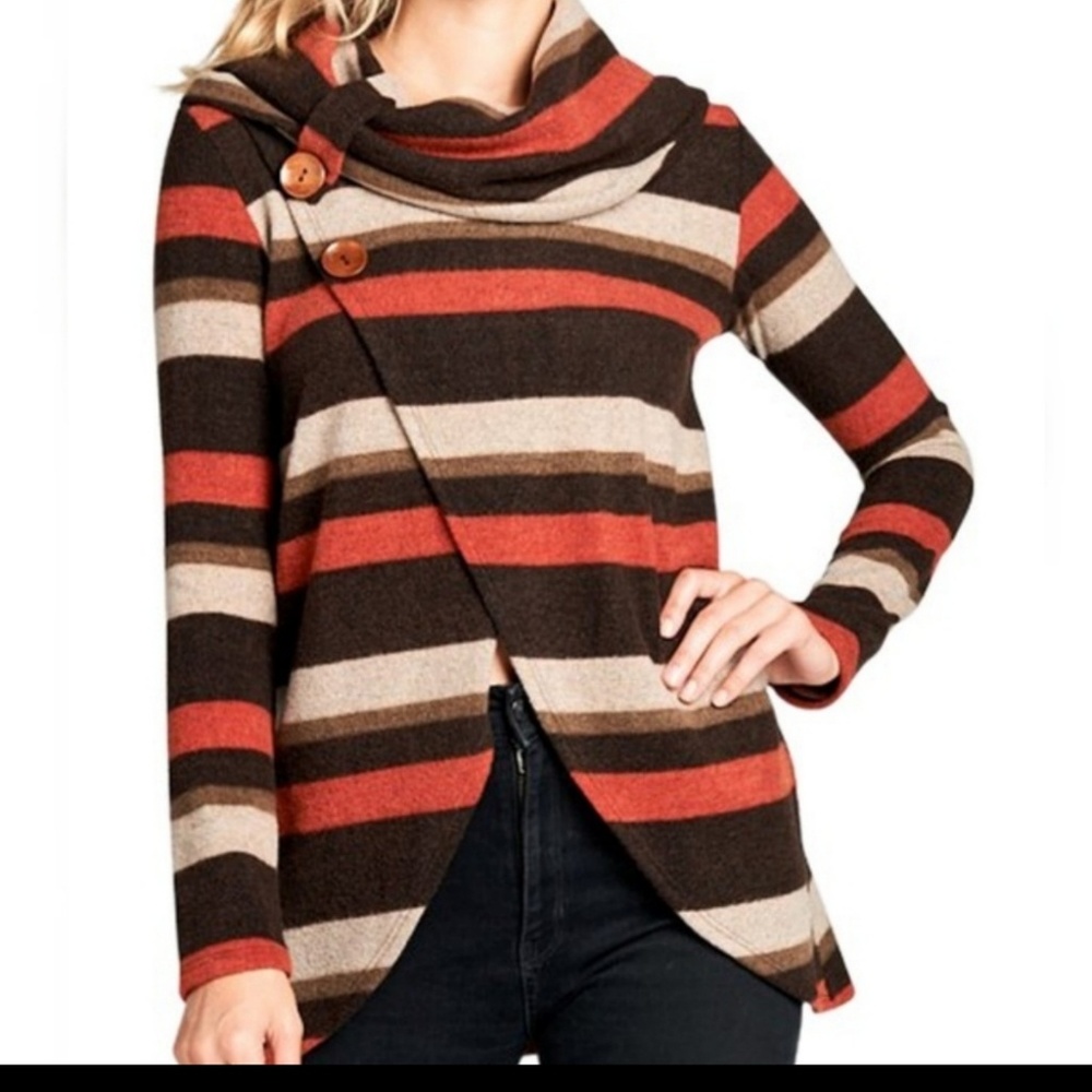 NWT cowl neck Striped Top